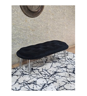 Ufo Oturak Bench - Krom Kaplama Telli Ayak - Oturak - Bench - Puf - Yatak Ucu Pufu Siyah Renk 100 x 50 Boyut/Ebat (Çok Renkli)