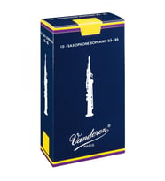 Vandoren SR2025 Soprano Saksafon Kamışı No: 2.5 (Profesyonel)  10'lu Paket, Tradisyonel Mavi Kutu Serisi, Berrak ve Zengin Ses Karakteri