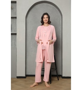 Lohusa & Hamile Gecelik Sabahlık Takım 1036 (Pembe)