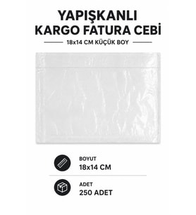 Northcity 18x14 Cm Küçük Boy Yapışkanlı Kargo Fatura Cebi 250 Adet