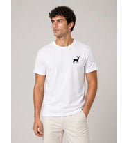 Erkek Minimal Geyik Logolu Tişört Bisiklet Yaka Kısa kol Yazlık T-Shirt - Beyaz