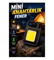 COB LED Mini Anahtarlık Fener – 1000 Lümen, 4 Işık Modlu ve USB Type-C Şarjlı