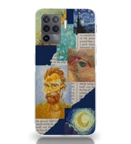 Oppo Reno 5 Lite Uyumlu Vincent van Gogh Kolaj Desenli Şeffaf Telefon Kılıfı