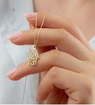 925 Ayar Gold Fatmanın Eli Gümüş Kolye