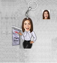 Kişiye Özel Emlakçı Kadın  Ahşap Anahtarlık-1