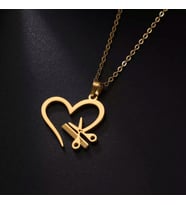 Kişiye Özel 925 Ayar Gümüş Kuaför Kalp Kolye (Gold)