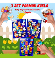 3 Set - 30 Parça Tox Evcil , Vahşi Hayvanlar ve Emojiler Parmak Kukla T772 T782 T106