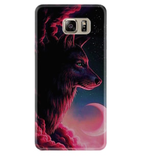 Samsung S7 Edge S20 Fe Plus Ultra S21 S22 Kılıf Boyun Askılı Silikon Wolf and Moon 1380