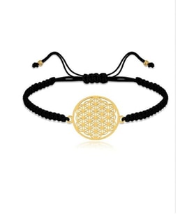 Yaşam Çiçeği  Makrome Gümüş Bileklik (Gold)