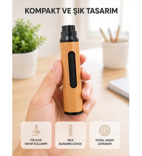 Taşınabilir Dumansız Mini Küllük Ahşap Görünümlü 3 Farklı Uçlu Kompakt Tasarım