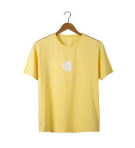 Sarı Ön Ve Arkası Kabartma Baskılı Oversize T-shirt