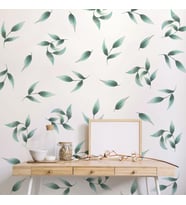 Yeşil Botonik Yapraklar Minimalist Botanik Duvar Dekorasyon Sticker Etiket (Karışık)