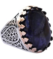 Doğal Cabochon Safir Taşlı, Erkekler için 925 Ayar Gümüş Yüzük