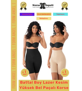 #Korse 2 Beden Küçülten Kaymaz Toparlayıcı Battal Boy Lazer Kesim Yüksek Bel Paçalı Korse 2'li Set