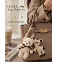 2 Li Set Peluş Ayıcık & Mini Geyik Çanta Charmı – Çanta Aksesuarı - Kedili Kanca