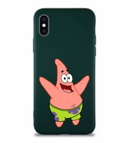 Apple iPhone X Soft Premier Kapak Patrick Yıldız Tasarımlı Silikon Kılıf - Yeşil (Şeffaf)