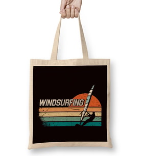 Retro Windsurfing Water Sports Windsurfer Ocean Wave Surfer Bez Çanta Uzun Saplı