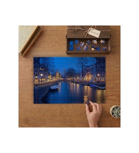 Amsterdam Gece Kanalı Tasarımı 240 parça Ahşap Puzzle Ahşap Kutuda MP09570