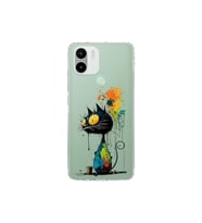 Redmi A1 Plus ile Uyumlu Splash Kedi Tasarımlı Şeffaf Silikon Kılıf