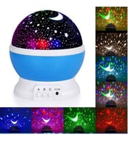 LED Projeksiyon Gece Lambası Dönen Ay Yıldız Led Mavi