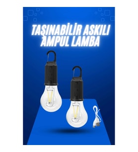 Mey İthalat® Askılı Kırılmaz Led Işık Kamp Bahçe Lambası Taşınabilir Led Ampul Şarjlı