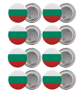 Bulgaristan Bayrağı Çanta Rozeti Seti 8 Adet En Büyük Boy 5.8cm İğneli Broş
