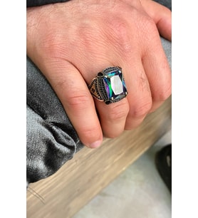 Dikdörtgen Model Mistik Topaz Model Gümüş Erkek Yüzük