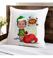 Kişiye Özel Çocuk Noel Baba  Karikatürlü Yastık