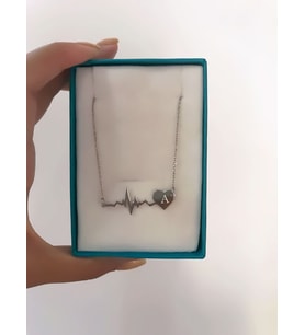 Gümüş  Kalp Atışı Harf Kolye