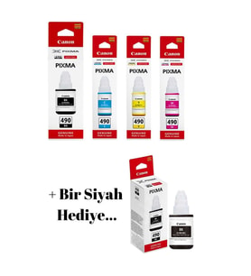 GI490 Pixma G2400 4 Renk Mürekkep Seti + 1 Siyah GI-490 050