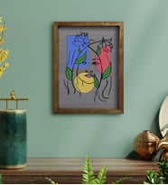 BK Home Woman Line Tasarımlı Doğal Masif Ahşap Çerçeveli Tablo-5