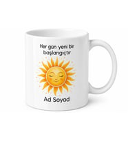 Güneş Temalı Pozitif Tasarımlı Baskılı Porselen Kupa Bardak Hediye