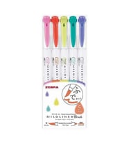 Zebra Mildliner Fırça Uçlu Fosforlu Kalem 5li WFT8 5CHC
