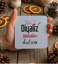 Kişiye Özel Diyaliz Teknikeri Bardak Altlığı Tıp Bayramı Hediyesi (Beyaz)