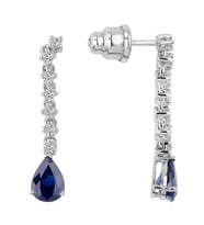 18 Ayar Altın 1.46 Karat Safir 0.23 Karat Pırlanta Suyolu Küpe