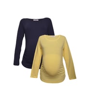 LuvmaBelly MYRA2309_2302 Hamile tshirt seti (Sarı-Lacivert)