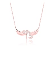 eJOYA 14 Ayar Rose Altın Melek Kanatlı Kalp Kolye 114499