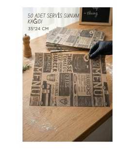 Vintage Tasarım Servis Sunum Kağıdı & Yağlı Kağıt Seti (35x24 cm)
