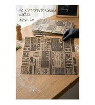 Vintage Tasarım Servis Sunum Kağıdı & Yağlı Kağıt Seti (35x24 cm)