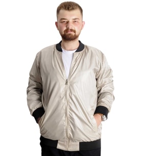 Mode XL Büyük Beden Erkek Kolej Mont Fermuarlı Jesica 22612 Bej