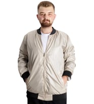 Mode XL Büyük Beden Erkek Kolej Mont Fermuarlı Jesica 22612 Bej