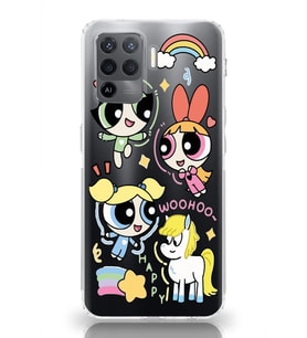 Oppo Reno 5 Lite Uyumlu Powerpuff Girls Desenli Şeffaf Telefon Kılıfı
