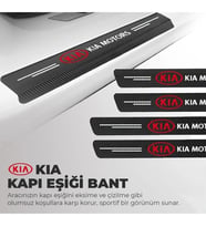 Kia Logolu Karbon Kapı Eşiği Koruyucu Bant Folyo 4'lü Set