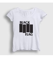 Presmono Kadın Beyaz Logo Metal Black Flag T-Shirt 476072tt