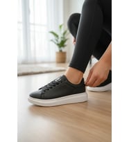 Enoch Kadın Siyah Platform Tabanlı Sneaker Ortopedik Günlük Rahat Spor Ayakkabı