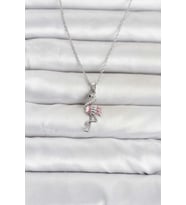 Şık Flamingo Kolye 45 cm Gümüş Renk Çelik Zincir