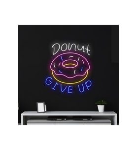 Donut GIVE UP Yazılı ve Şekilli Neon Tabela
