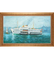 Çerçeveli Paspartulu Manzara Tablo bm1224 (Gold)
