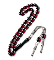 Erkek Hediyelik 7x11mm Kırmızı Sürmeli Kokulu Toz Kehribar Tesbih (Çok Renkli)