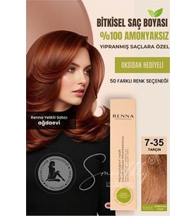 Renna AMONYAKSIZ Bitkisel Yıpranmış Saçlar İçin Saç Boyası 7-35 Tarçın 60ml